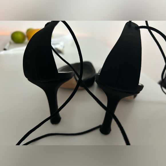 Manolo Blahnik Satin Ankle Tie Heels - Picture 2 of 4
